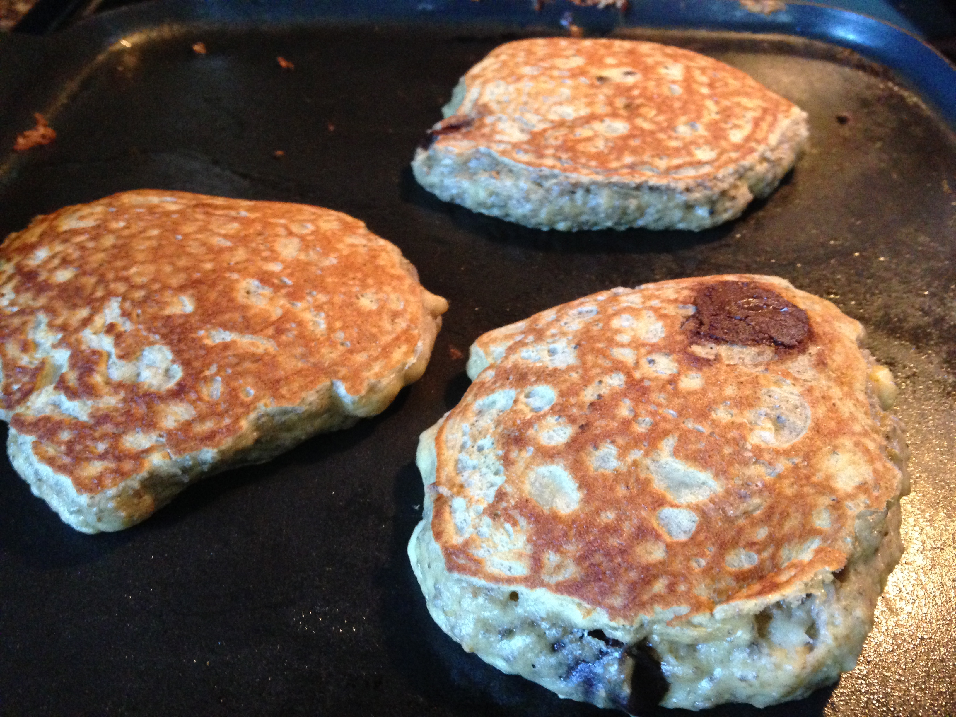Chocolate banana peanut butter protein pancakes