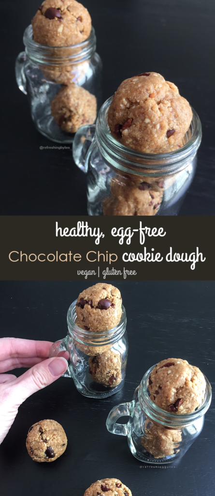 Try this easy to make, no bake cookie dough balls (egg free) protein balls that are healthy and delicious! Tastes just like the real thing. #glutenfree #proteinballs