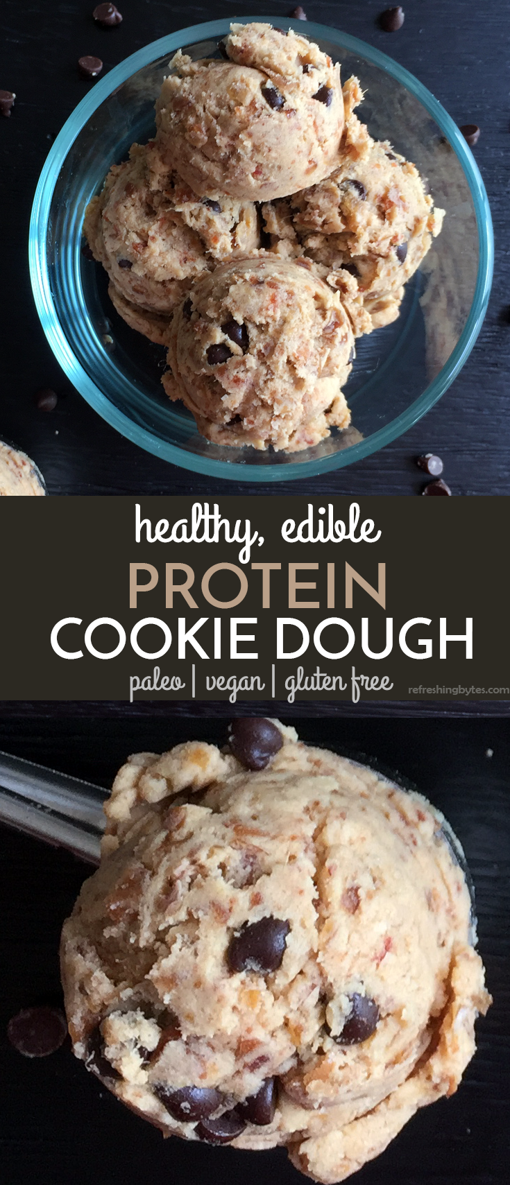 Looking for healthy edible protein cookie dough? Try this TWO ingredient protein cookie dough - 5 minutes to make, no bake, egg-free, and vegan protein balls! This creamy, smooth, and deliciously rich recipe is filled with protein and is vegan, paleo, gluten free, dairy free, low carb, and completely sugar free. Check it out now! #glutenfree #vegan #healthy #lowcarb #cookiedough