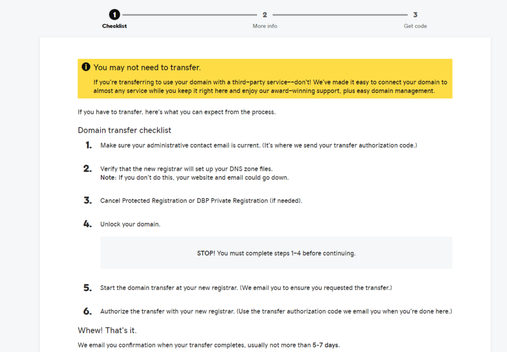 transfer domain from godaddy to bluehost
