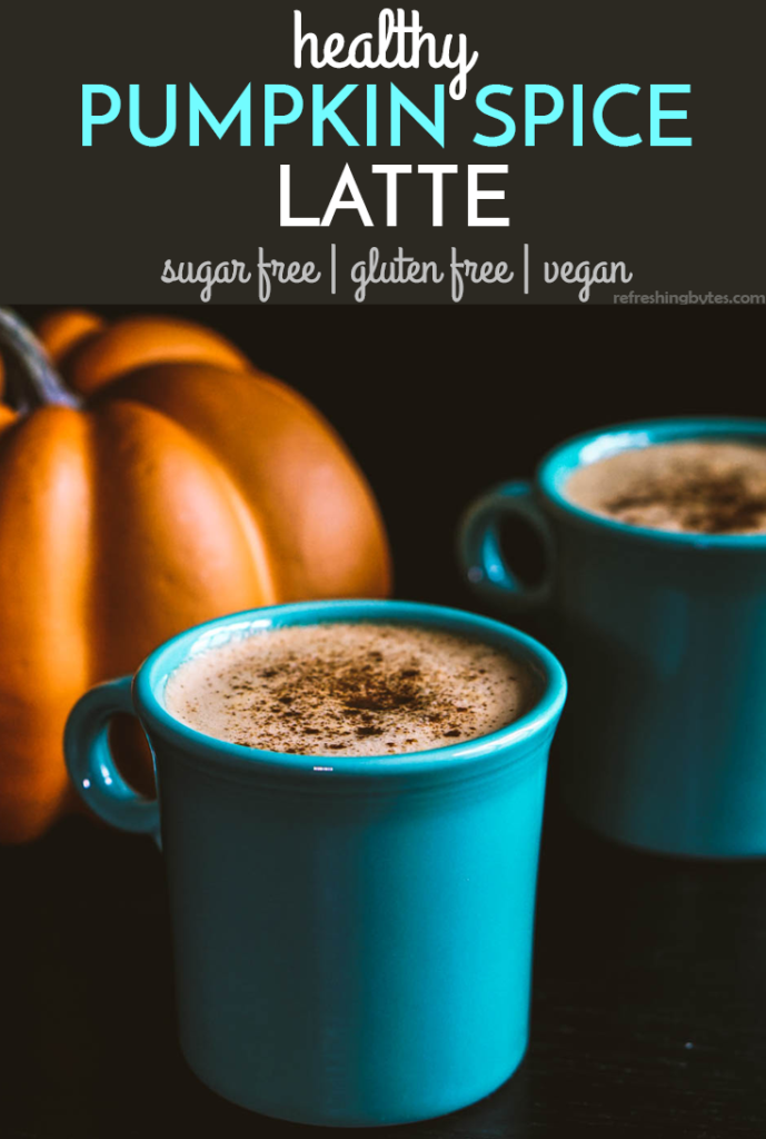 If you love pumpkin, and latte, and spice, and everything nice (except sugar), try this sugar free pumpkin spice latte recipe! It is super easy and only takes 5 minutes to make! #vegan #healthy #pumpkin #fallrecipes #glutenfree