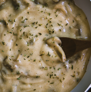 Put the can down. This super simple gluten free cream of mushroom soup recipe is savory, creamy, and delicious! Canned soup lovers will rejoice when they find out that it's also healthy and low sodium! You won't find any processed ingredients or MSG here. #vegan #glutenfree #dairyfree